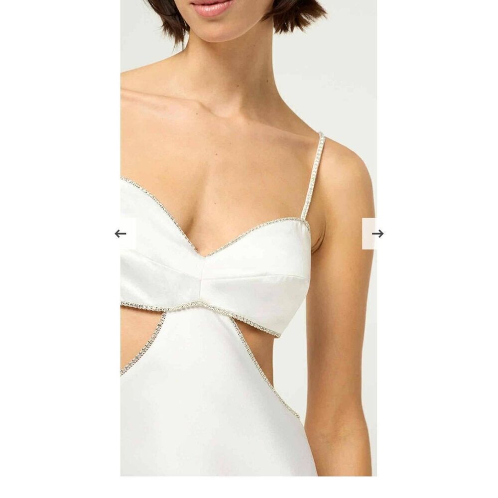 Michael Lo Sordo Symic Cut Out Crystal Embellished Silk Satin Gown Size 10 — image 7 of 8